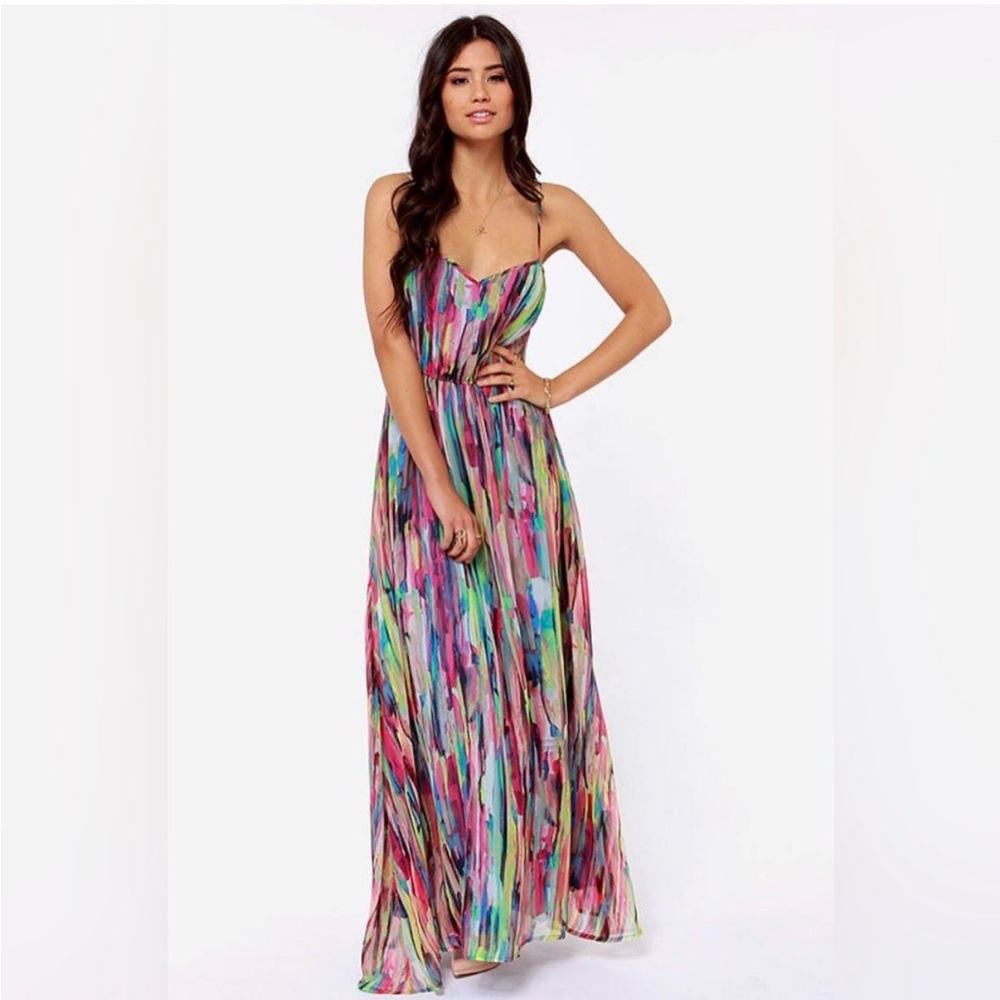 BB Dakota Colorful Strappy Maxi Dress